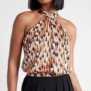 Express Sleeveless Criss Cross Halter Sleeveless Blouse with Tie Back NWT Medium